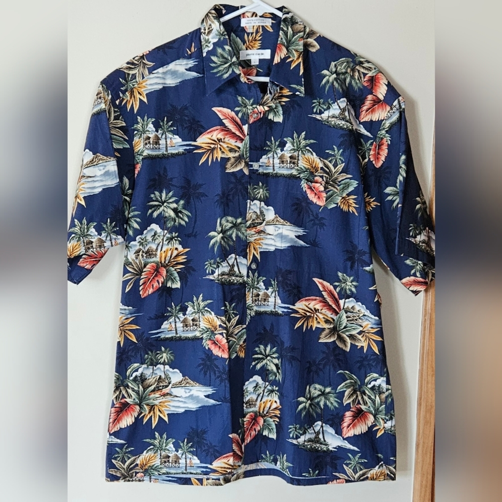 Large Pierre Cardin Mens Floral Hawaiian Shirt